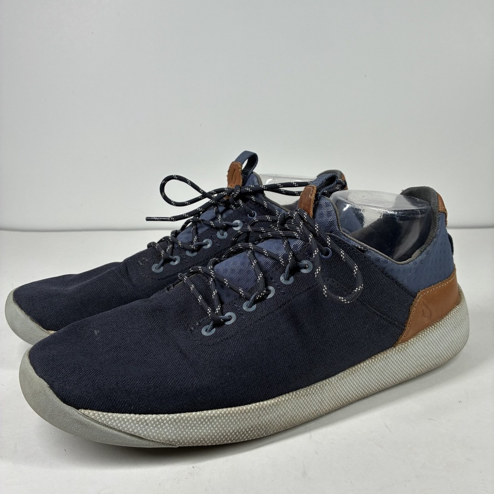 OluKai Nanea Li Men's US 10 Navy Blue Canvas Lace-Up Casual Sneakers 10485-TFVI
